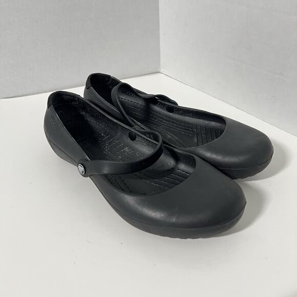 Crocs Alice Work Mary Jane Ballet Flats Women's Size 9 Black Comfort Shoes - Picture 5 of 13